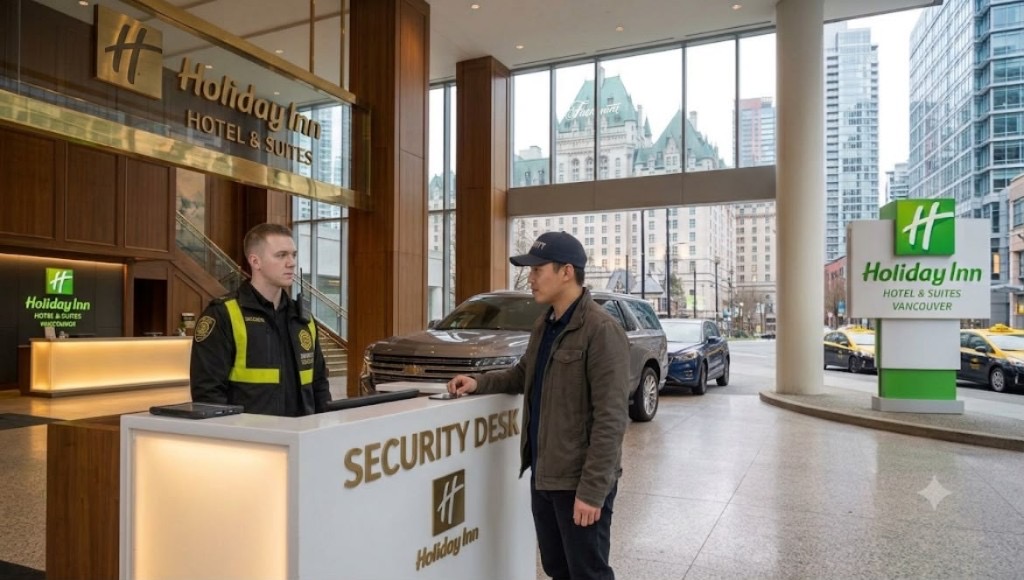 Prosite Security desk in a Vancouver hotel lobby
